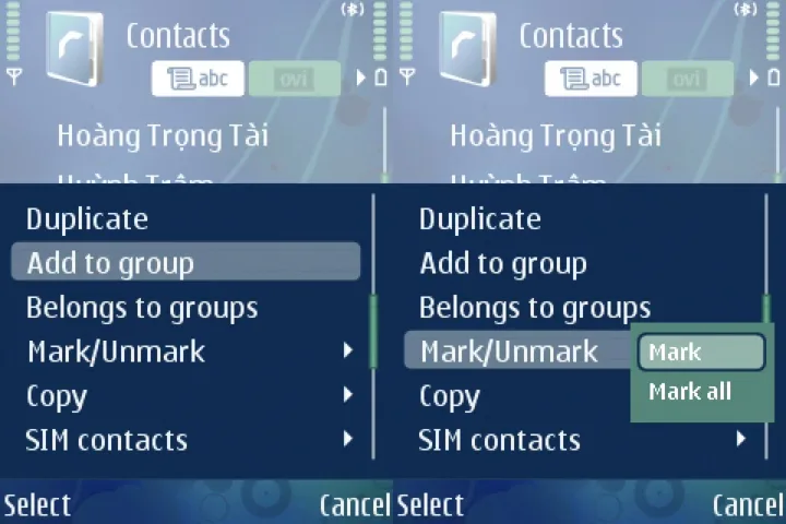 Groups on symbian