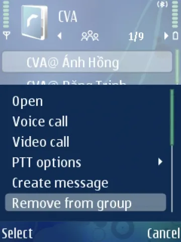Groups on symbian