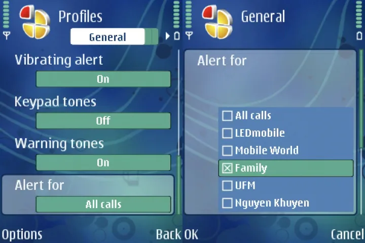 Groups on symbian