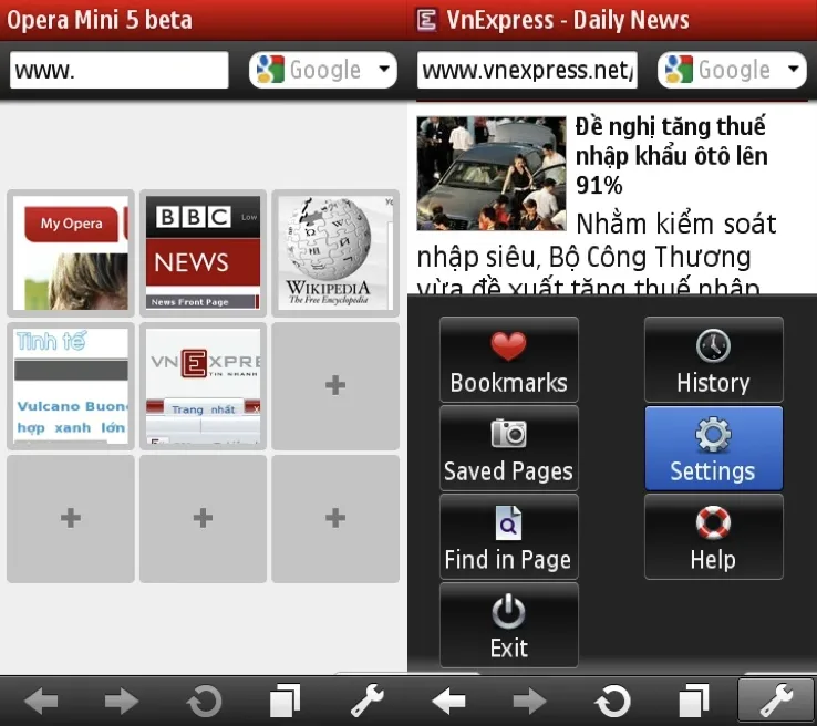 Opera mini 5 beta