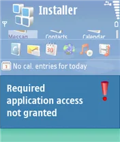 Symbian Required application access not granted