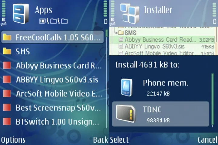 Symbian install apps guide